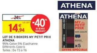 LOT DE 5 BOXERS MY PETIT PRIX ATHENA