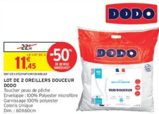 LOT DE 2 OREILLERS DOUCEUR DODO