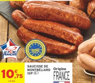 Saucisse de Montbéliard IGP Le Porc Français