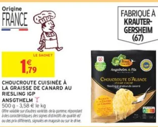 Choucroute cuisinée à la graisse de canard au Riesling IGP Ansgthelm