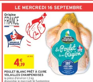 POULET BLANC PRÊT À CUIRE VOLAILLES CHAMPENOISES
