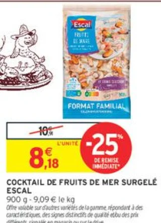 Cocktail de fruits de mer surgelé Escal