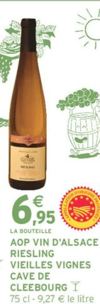 AOP VIN D'ALSACE RIESLING VIEILLES VIGNES CAVE DE CLEEBOURG