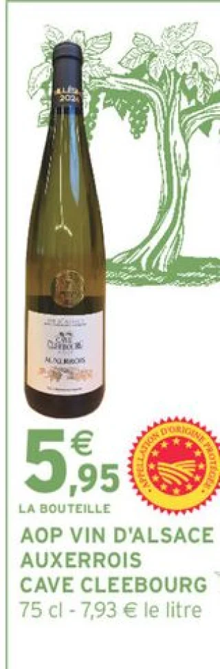 AOP VIN D'ALSACE AUXERROIS CAVE CLEEBOURG