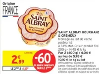 Saint Albray Gourmand & Crémeux fromage au lait de vache pasteurisé
