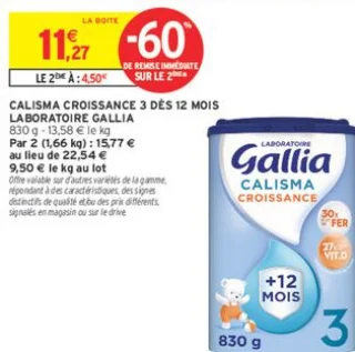 CALISMA CROISSANCE 3 DÈS 12 MOIS LABORATORIE GALLIA