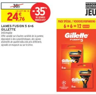 Lames Fusion 5 6+6 Gillette Intimate