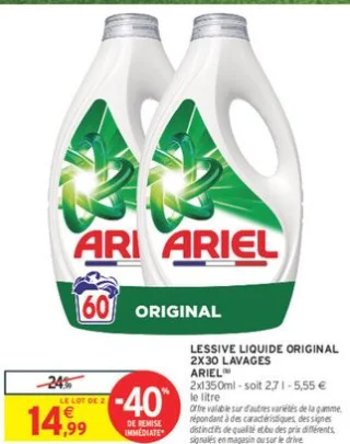 Lessive liquide Original Ariel - 2x30 lavages