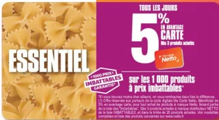 5% en avantage carte sur les 1 000 produits à prix imbattables Netto