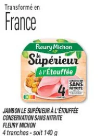 Jambon Le Supérieur à l'étouffée conservation sans nitrite Fleury Michon