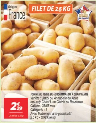 Pomme de terre de consommation à chair ferme 