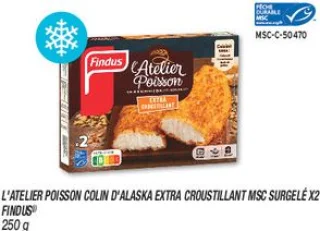 L'atelier poisson colin d'alaska extra croustillant msc surgelé x2 
