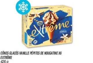 Cônes glacés  vanille pépites de nougatine x6