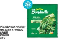 Épinards feuilles préservées sans résidus de pesticides surgelés 