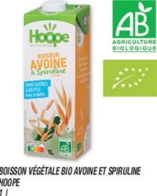 Boisson végétale bio avoine et spiruline