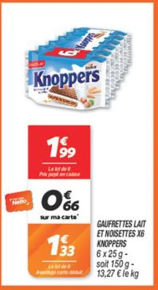 Gaufrettes lait et noisettes x6