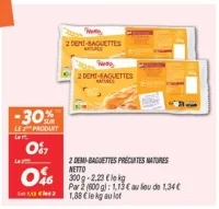 2 demi-baguettes précuites natures