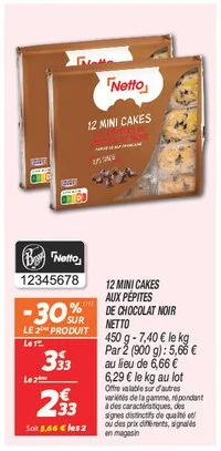 12 mini cakes aux pépites de chocolat noir