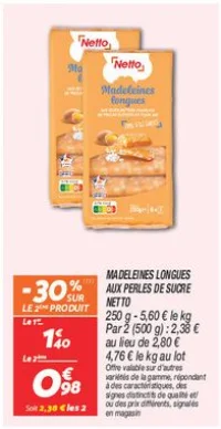 Madeleines longues aux perles de sucre