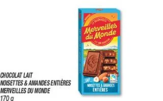 Chocolat lait noisettes & amandes entières 