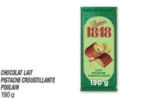 Chocolat lait pistache croustillante