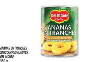 Ananas en tranches  sans sucres ajoutés