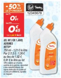 Gel wc 3 en 1 javel agrumes