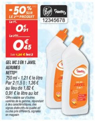 Gel wc 3 en 1 javel agrumes