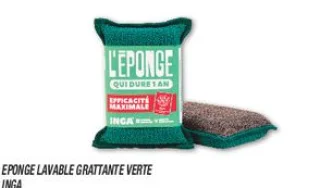 Eponge lavable grattante  verte