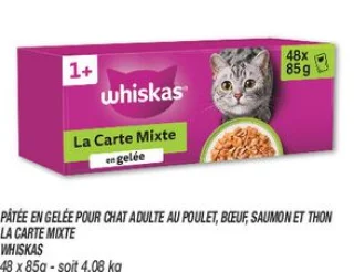 Pâtée en gelée pour chat adulte au poulet, bœuf, saumon et thon la carte mixte
