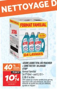 Lessive liquide total déo fraicheur + givré tout en 1 38 lavages