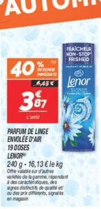 Parfum de linge  envolée d'air 19 doses