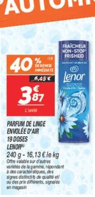 Parfum de linge  envolée d'air 19 doses
