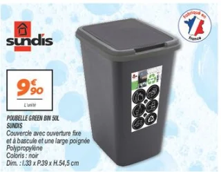 Poubelle green bin 50l