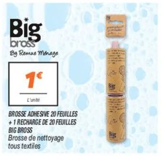 Brosse adhesive 20 feuilles + 1 recharge de 20 feuillesbig bross