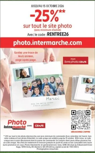 Offre Photo Intermarché avec cewe -25% sur tout le site photo