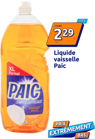 Liquide vaisselle Paic Simple & Efficace Fraîcheur Agrumes 1,5 L