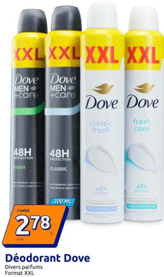 Déodorant Dove Divers parfums Format XXL