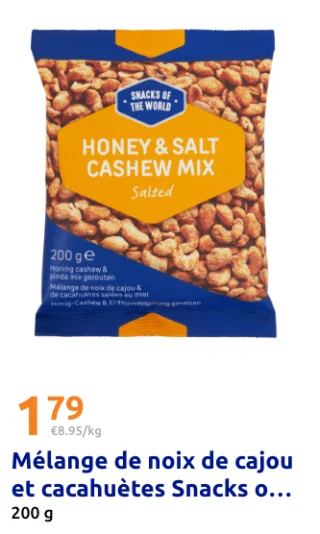 Mélange de noix de cajou et cacahuètes Snacks of the World Honey & Salt Cashew Mix