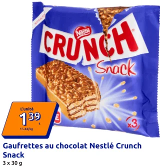 Gaufrettes au chocolat Nestlé Crunch Snack