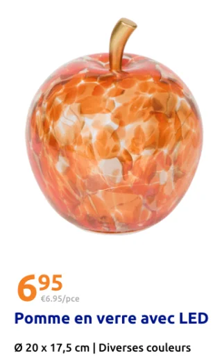 Pomme en verre avec LED