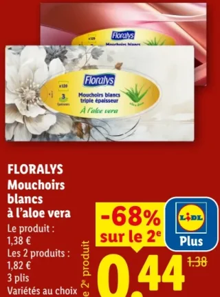 Floralys Mouchoirs blancs à l'aloe vera
