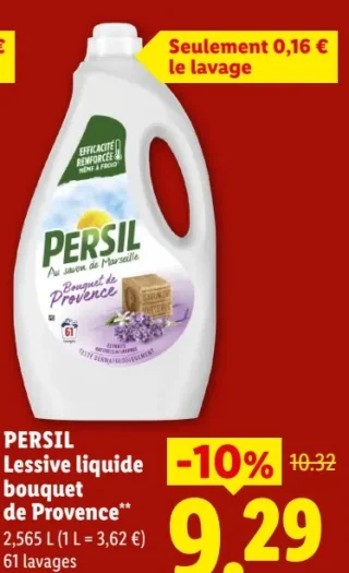 Lessive liquide au savon de Marseille bouquet de Provence Persil