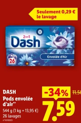 Pods lessive envolée d'air Dash 2en1