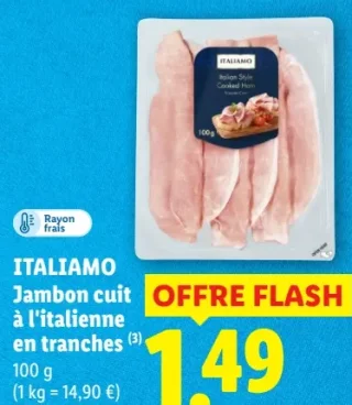 ITALIAMO Jambon cuit à l'italienne en tranches