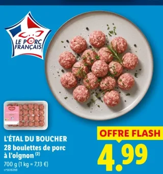 L'ÉTAL DU BOUCHER 28 boulettes de porc à l'oignon