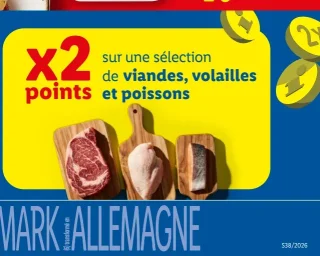 Doublez vos points Lidl Plus sur une sélection de viandes, volailles et poissons
