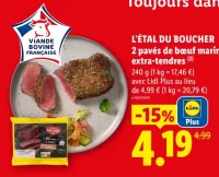 L'Étal du Boucher 2 pavés de bœuf marinés extra-tendres