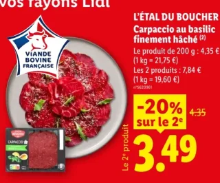 L'ÉTAL DU BOUCHER Carpaccio au basilic finement haché