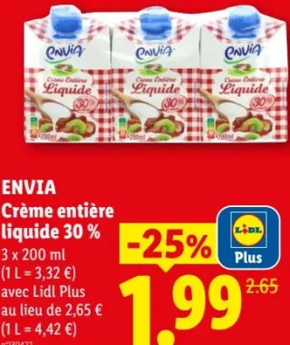 Envia Crème entière liquide 30%